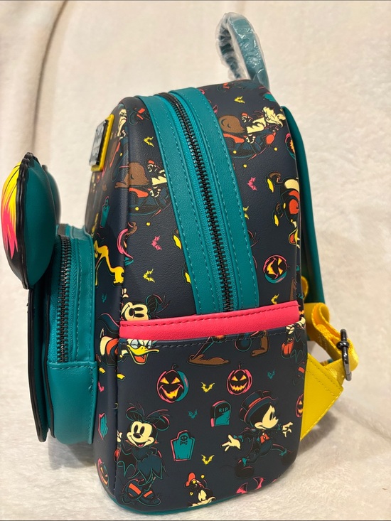 NWT Loungefly Disney Parks Halloween Mickey Pumpkin Glow in Dark Backpack main image 6